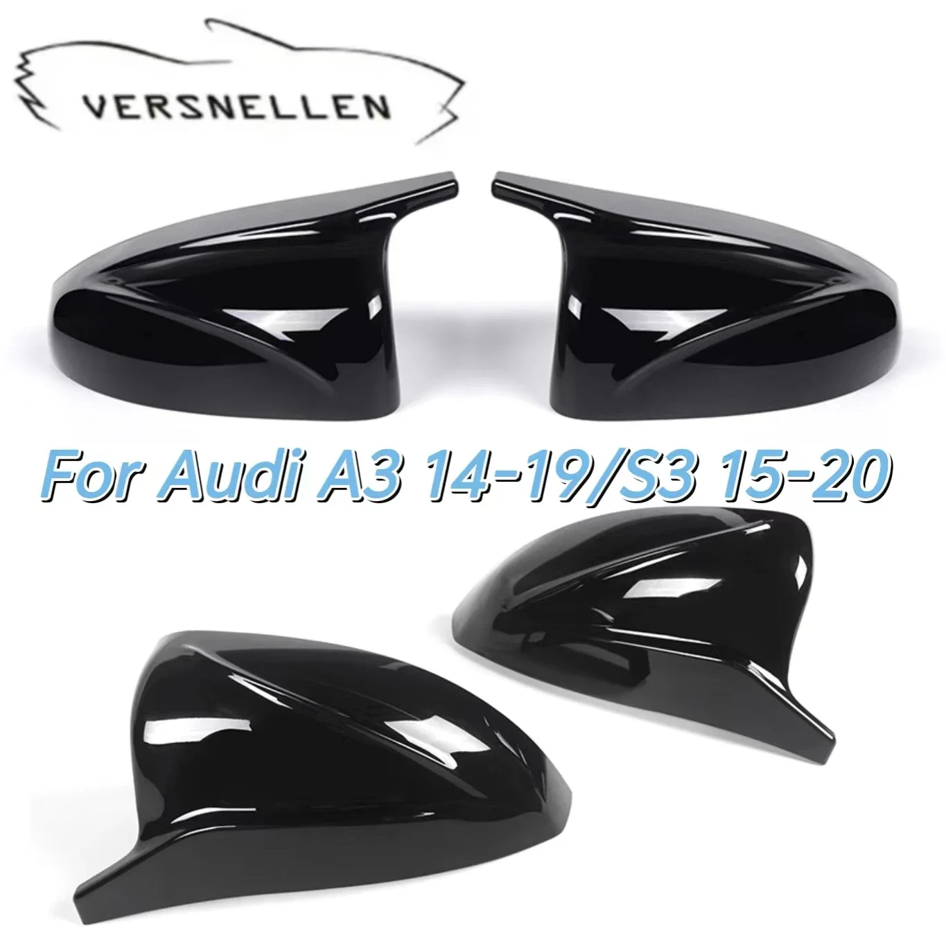 1 Pair Car Side Mirror Cap Cover Rear View Mirror Direct Replace For Audi A3 8V S3 RS3 2014-2020 With Lane Assist Hole