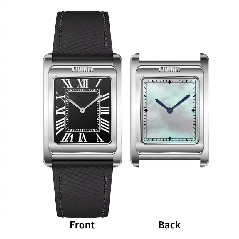 

New Luxury Men's Watch Shell Dial Double Face Quartz Watch 316L Stainless Steel Wristwatch for Men 50m Waterproof