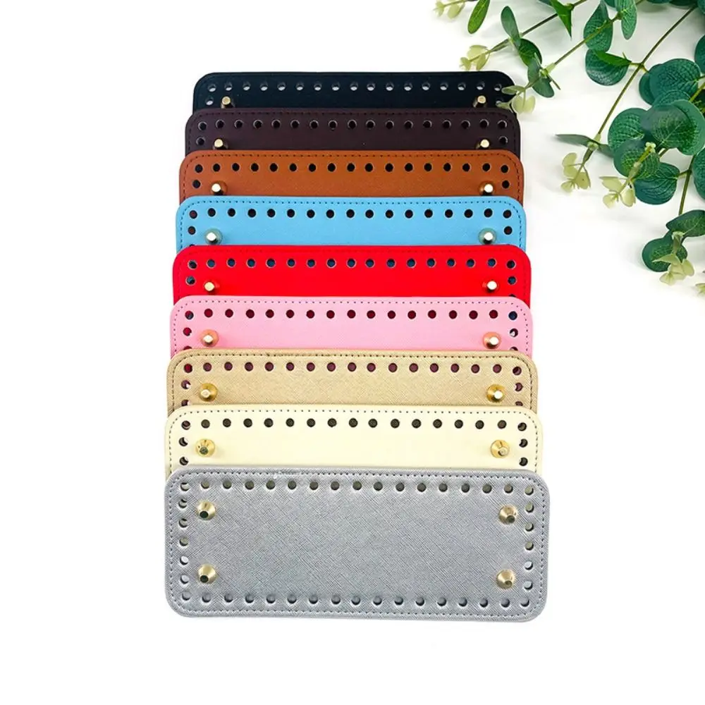 

PU Leather Crochet Bag Bottom Rectangle Wear-Resistant Long Bag Bottom with Holes Making Bags Purse Handmade Bottom for Women