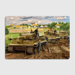 Panzer Tiger Stop Metal Plaque Poster Cinema Living Room Club Bar Decoration Mural Painting Tin Sign Poster