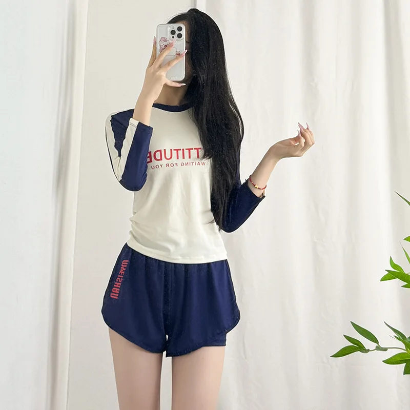 

Swimwear Women's Split Long Sleeved Conservative Sexy Sports Casual Hot Spring Swimsuit Slimming and Covering The Belly