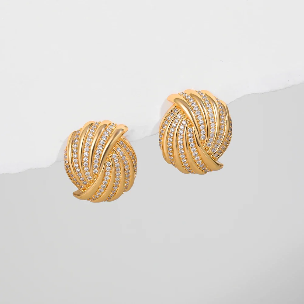 Pendientes de tuerca de marea en espiral para mujer, aretes hipoalergénicos con nudo geométrico único, joyería Vintage resistente al agua