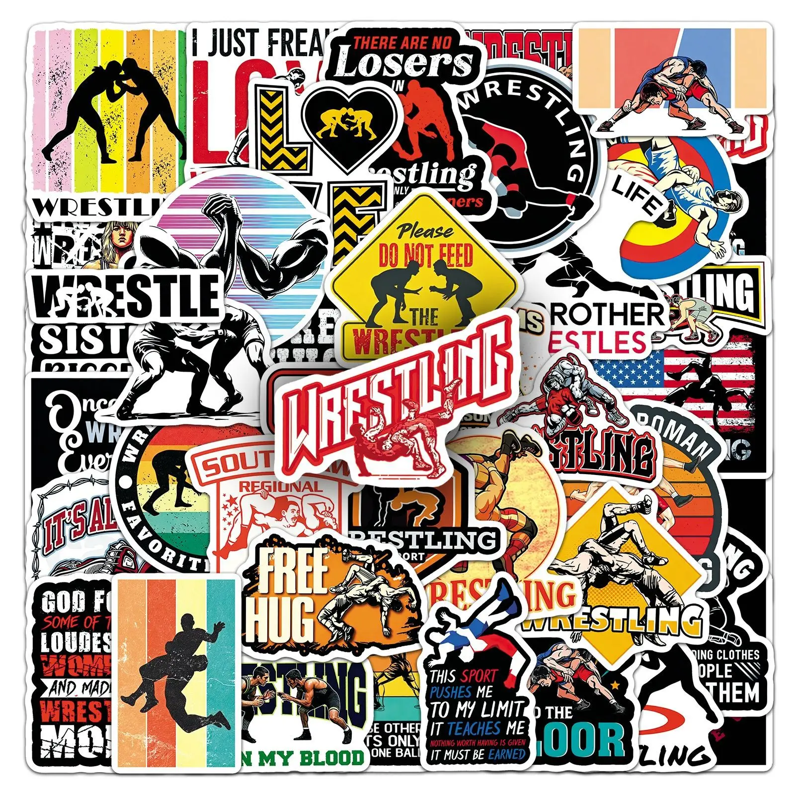 50 PCS Popular Sports Event Fighting & Wrestling Match Theme Stickers Decorate Skateboard Helmet Scrapbook Non Repeated Decals