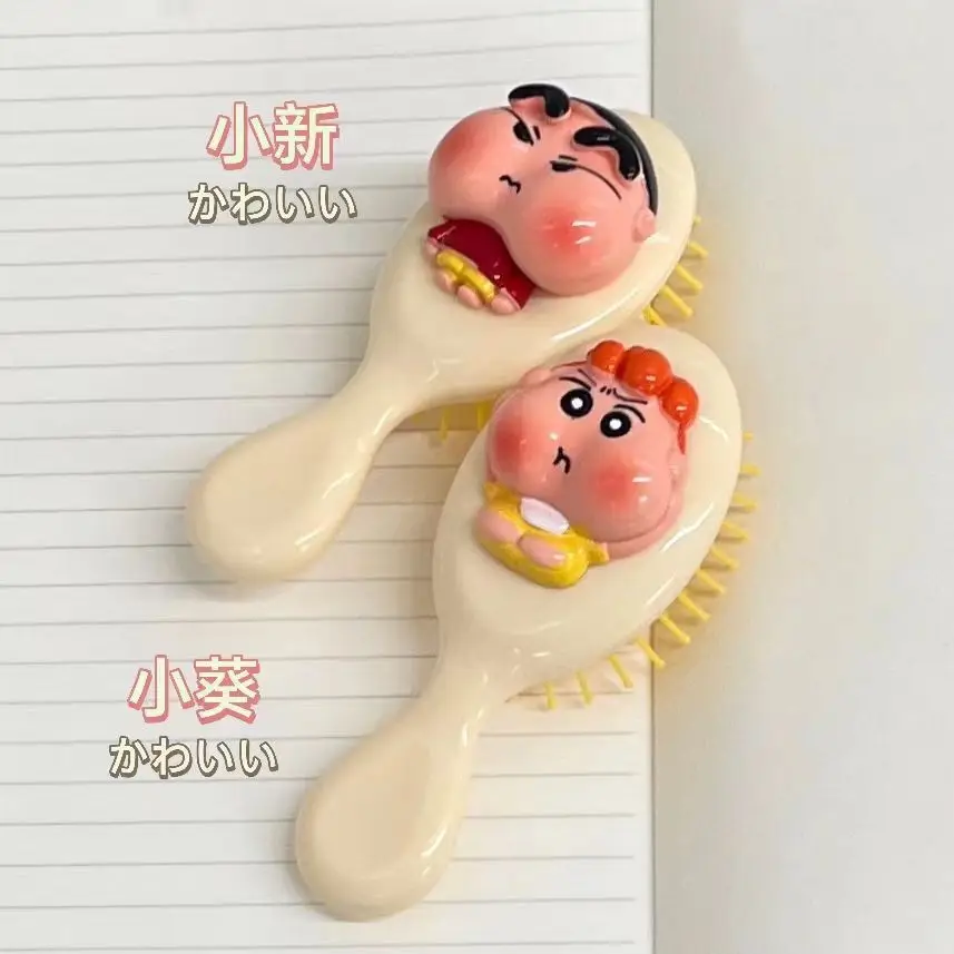 Crayon Shin-chan Cute Mini Air Cushion Hair Brush Portable Scalp Massage Comb Anti-static Detangling Hair Comb For Girls Student