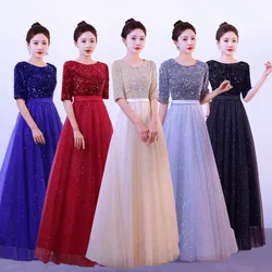 DMZ-75#Evening Bridesmaid Dresses Long Chorus Costume Host Adult Christmas Dress Sequin Wholesale Royal Blue Red  Wine Red Gary