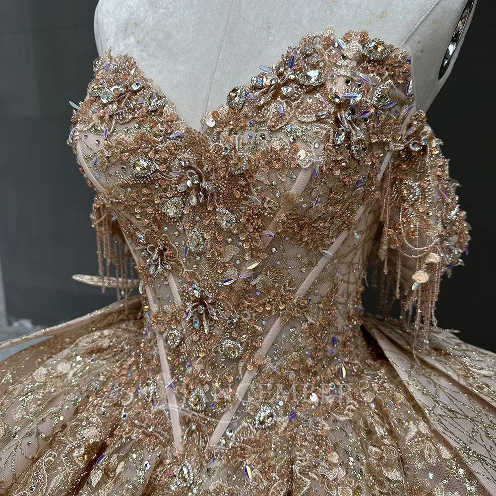 맞춤형 우아한 볼 가운 킨세아녜라 드레스 튤 프롬 생일 파티 가운 공식 행사 드레스 (15세 생일 드레스)