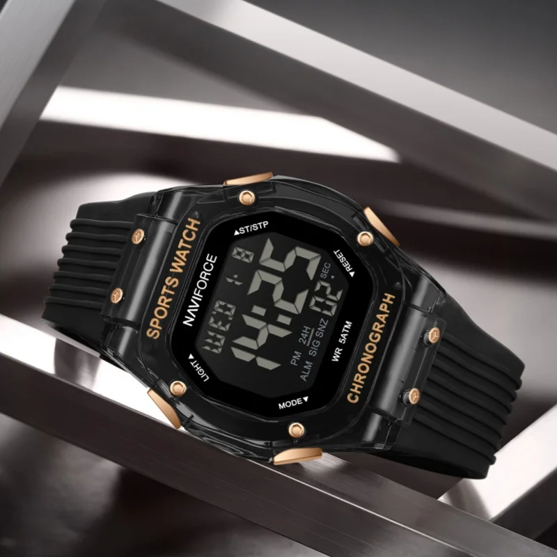 Naviforce 7113 Reloj cronógrafo electrónico de colores para hombre 5ATM Reloj con retroiluminación LED con pantalla de fecha y vitalidad resistente al agua