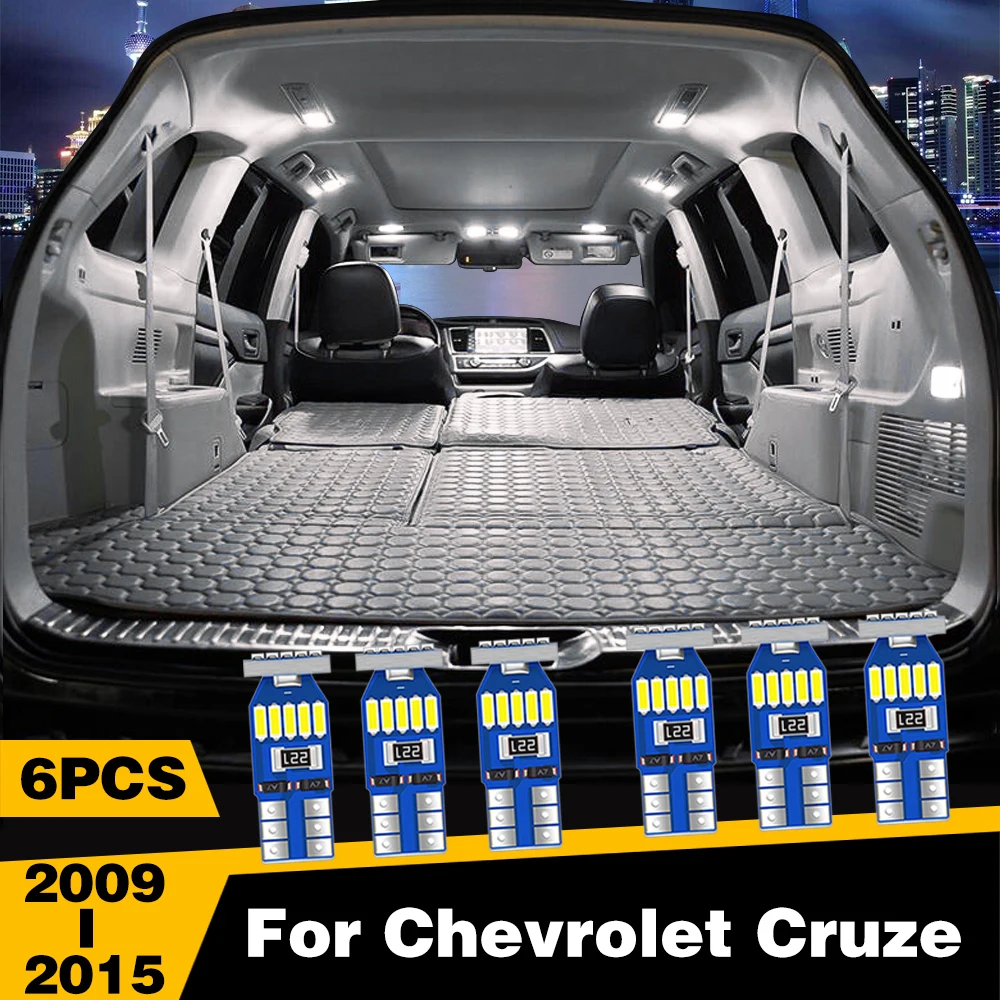 

6 Pcs White Ice-Blue Color LED Highlight Car Interior Dome Reading Light Roof Lamp For Chevrolet Cruze 2009-2015 Accessories