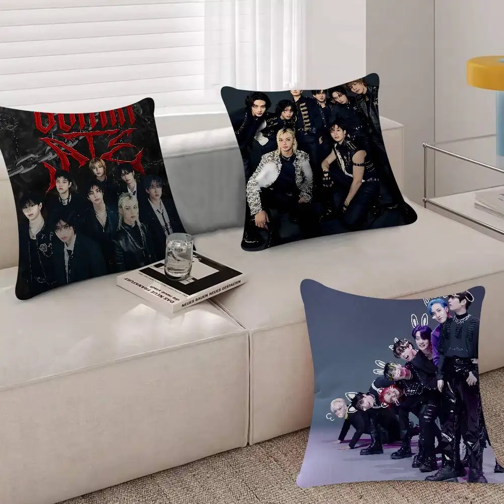 Cushion Cover Soft Decorative Square Cushion Covers 45x45cm Pillowcases For Sofa Couch Bedroom Hot S-Stray KPOP K-Kidss