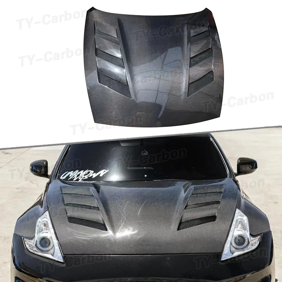 

Real Carbon Fiber Front Hood Exterior Accessories for Engine Cover Bonnet Vent for Nissan 370Z Z34 Car Accessories Bodykits FRP