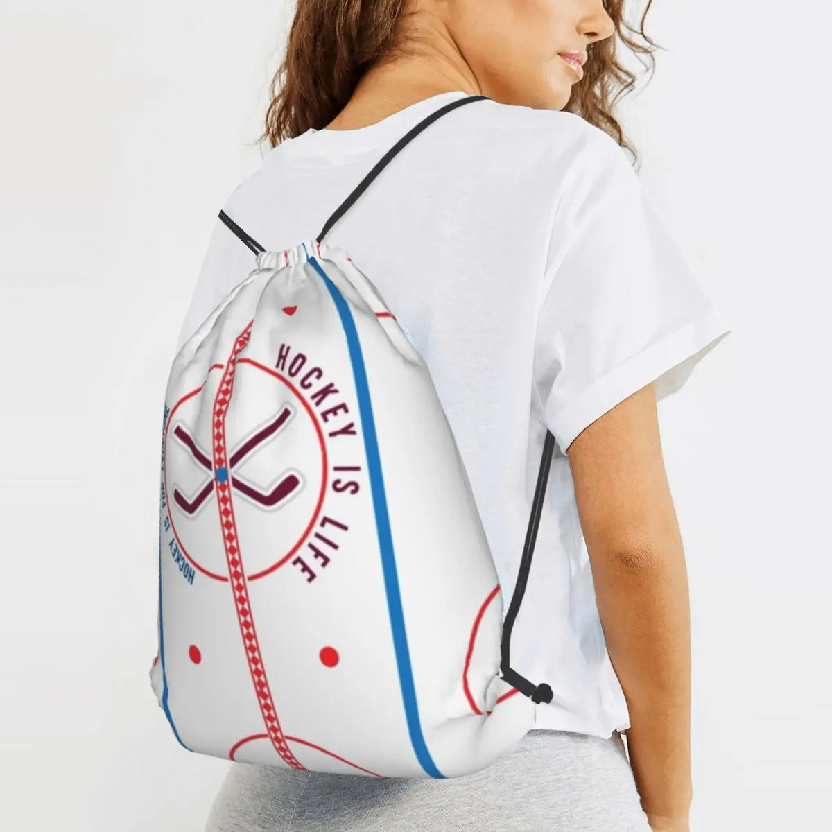 

Hockey Is Life Rink Backpacks Multi-function Drawstring Bags Storage Bag Book Bags for Travel Students