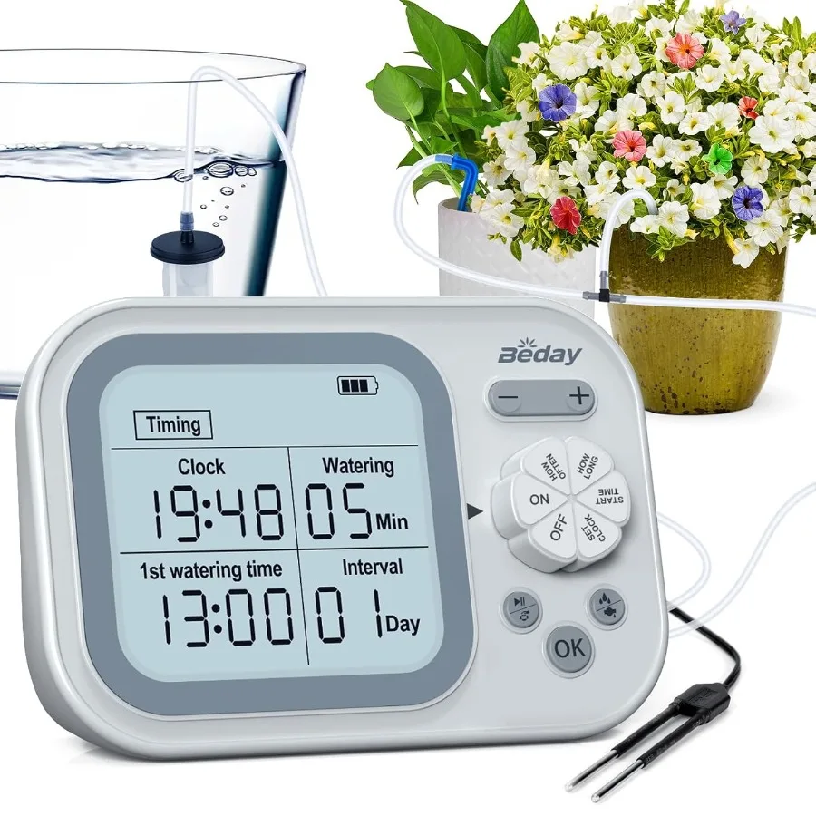 

Automatic Plant Waterer Indoor Self Watering System for 15 Potted Plants Auto Drip Irrigation Kit Programmable Water Timer with
