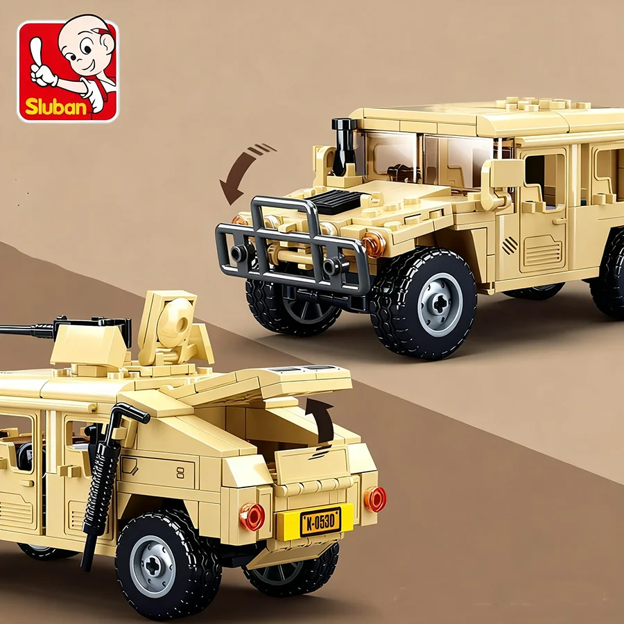Blocs de construction de réservoir de véhicule H1, série militaire 0837, 265 pièces, figurines de bricolage pour enfants, jouet éducatif, cadeaux pour garçons