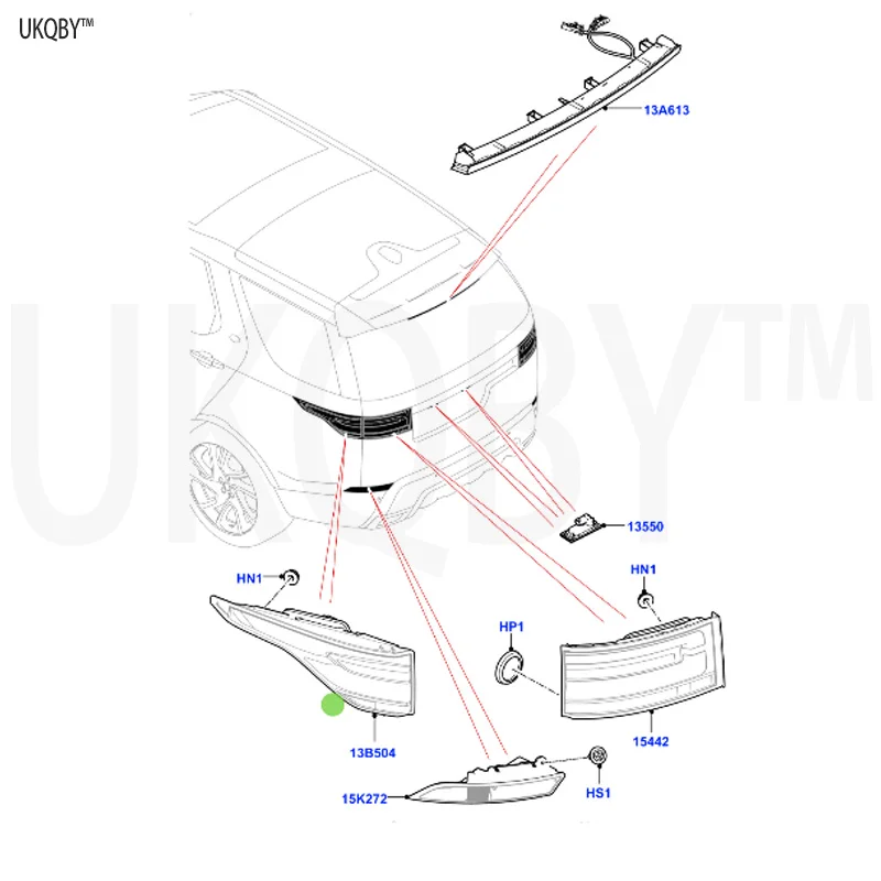 La nd Ro ve r Di sc ov er y 2017 LR082083 Light Assembly - Fog Rear