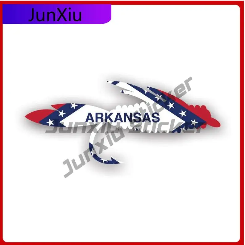 Arkansas Fliegenfischen-Aufkleber UV-geschützt AR Fischköder Angelzubehör Fliegen Fliegenrute Angler Auto-Aufkleber Vinyl-Aufkleber Wasserdicht Langlebig