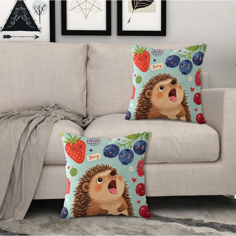 Rabbit Fruit Vegetable Digital Print Throw Pillow 45×45cm Cushion Accent Pillow Includes Pillow Core Cottage Sofa Decor