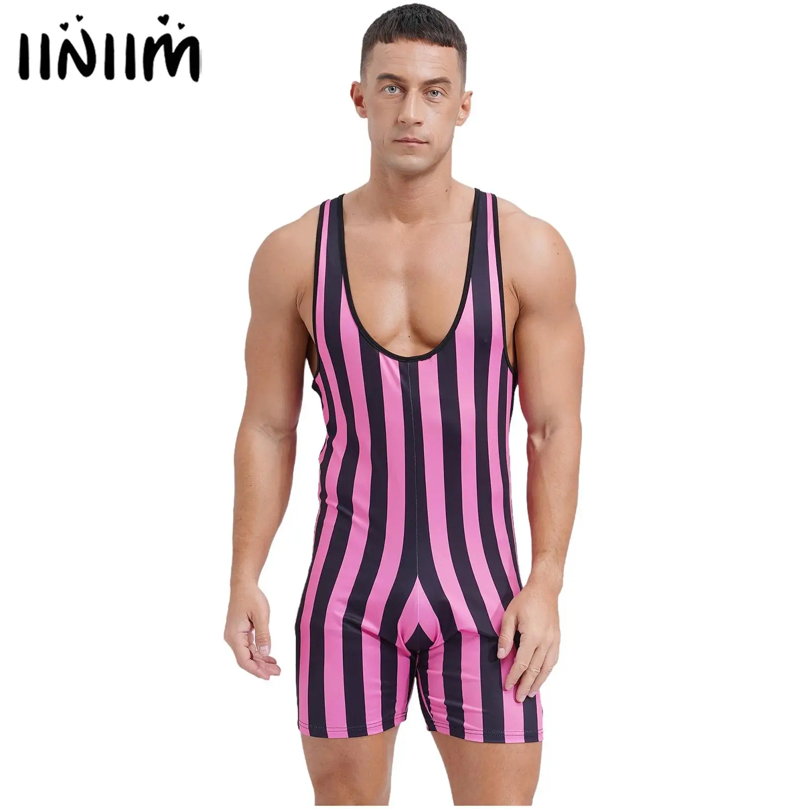 

Мужское нижнее белье, полосатый борцовский комбинезон, облегающие шорты-боксеры, комбинезоны, корректирующее белье для бодибилдинга, боди для тренажерного зала и фитнеса