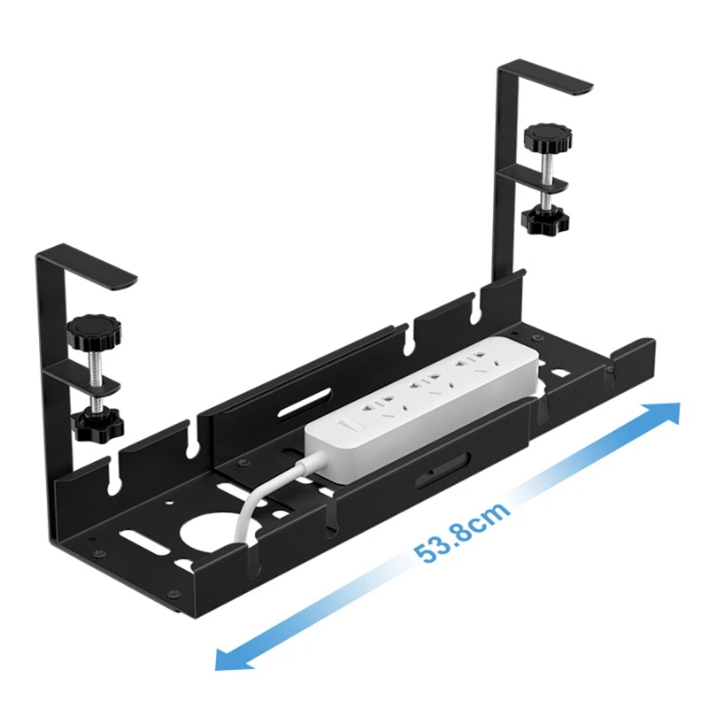 Drill-Free Under Desks Cable Management Tray, Desk Cord Hider Raceway Under Desks Cable Tray Holder, Wire And Cable Rack