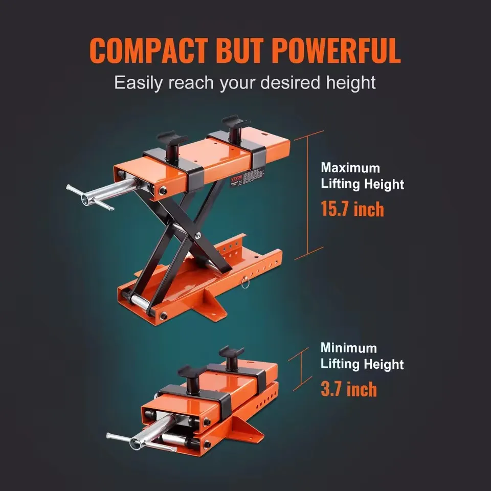 Motorcycle Lift 1100 LBS Motorcycle Scissor Lift Jack with Safety Pin Steel Motorcycle Jack Hoist Stand for Motorbike