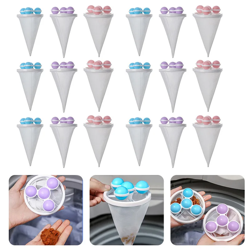 2/3/5pcs Floating Pet Fur Catcher Lint Filter Bag Reusable Pet Hair Catcher Remover Tool For Washing Machine Household Tools