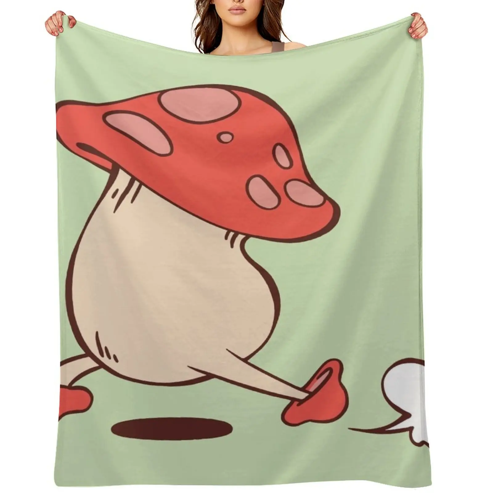 

Running mushroom! Dungeon Meshi Dunmesh Throw Blanket Cute Plaid Custom Warm Comforter Blankets