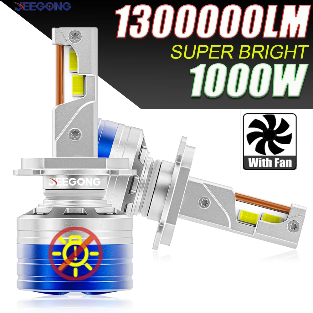 

Светодиодные фары H7 H4 H11, беспроводные, с функцией Plug and Play, CANBUS, H1 9005 HB3 9006 HB4, турбо-лампы, 6000K, белый свет, с вентилятором, 2 шт.