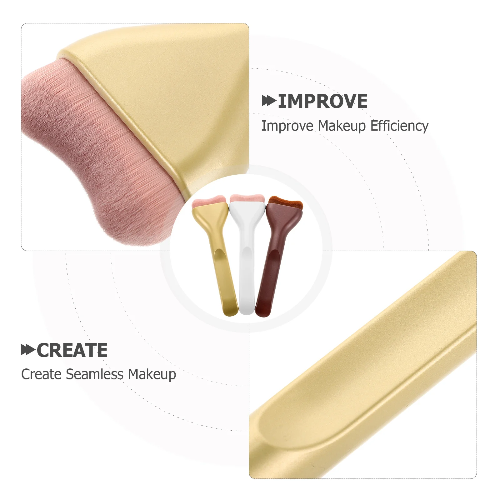 3 個の超薄型ファンデーションブラシ液体メイクアップアプリケーター均一にブレンドするためのブロンザーハイライターコンシーラークリームフェイスパウダー
