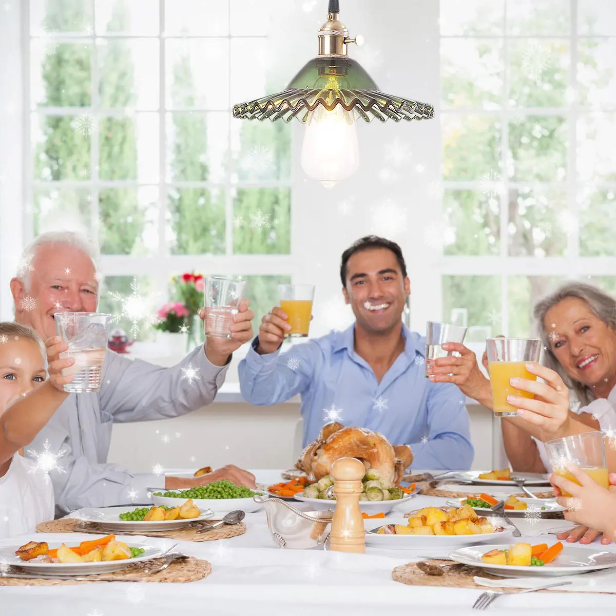 

Simple Style Glass Pendant Lamp Retro Single-Ended Chandelier Ceiling Light for Bar Restaurant Bedroom Dining Room