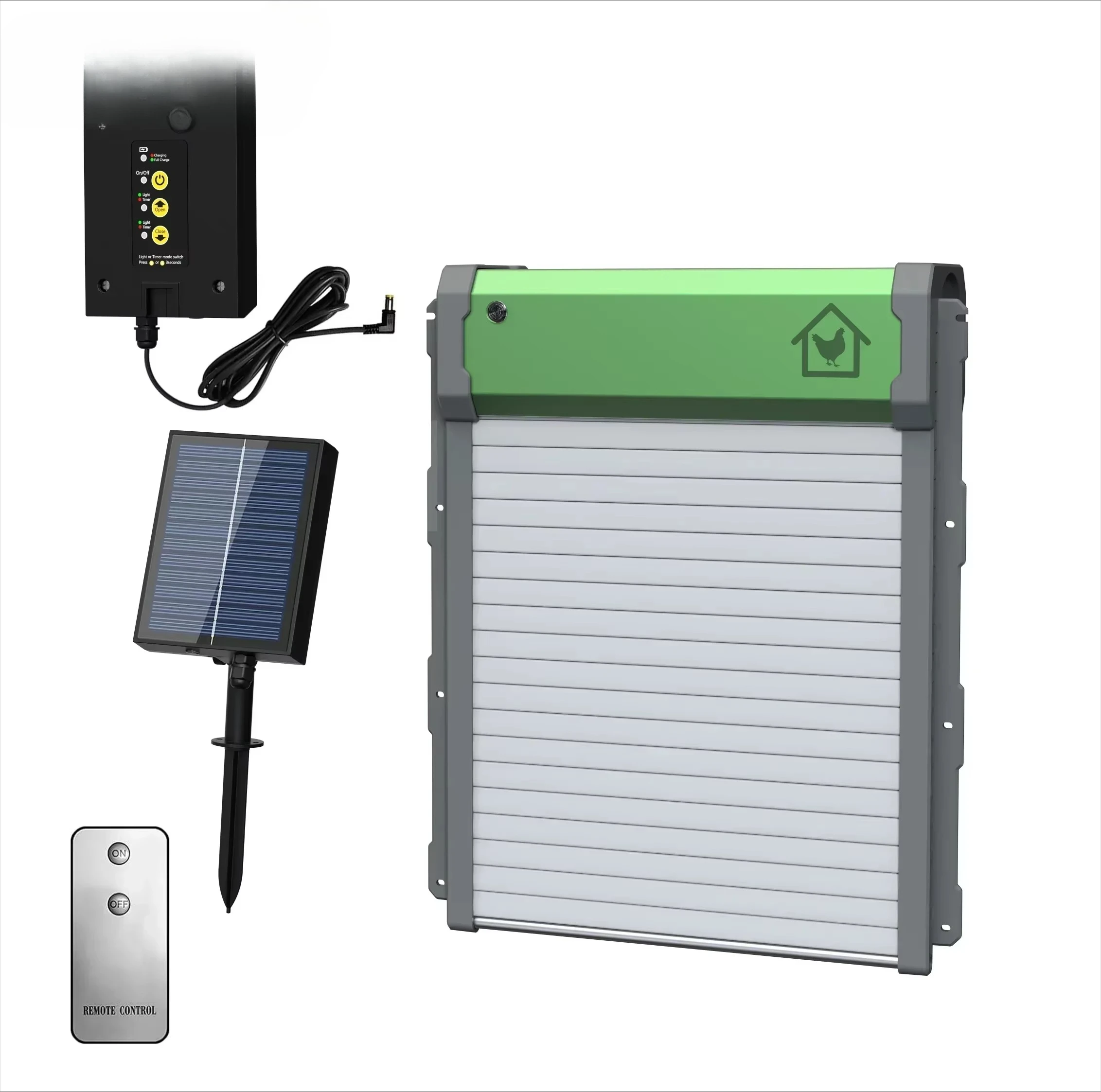Solar Energy Automatic Chicken Coop Door Light Sensing Chicken Coop Door Battery Powered Multi-Modes Chicken Door