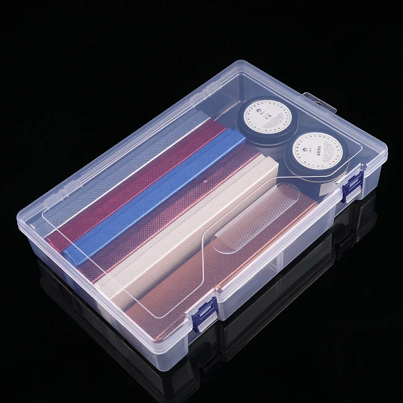 1Pc Transparent Desktop Stationery Pencil Box Stickers Storage Case Table Desk Classification Box Stationary Sticker Organizer