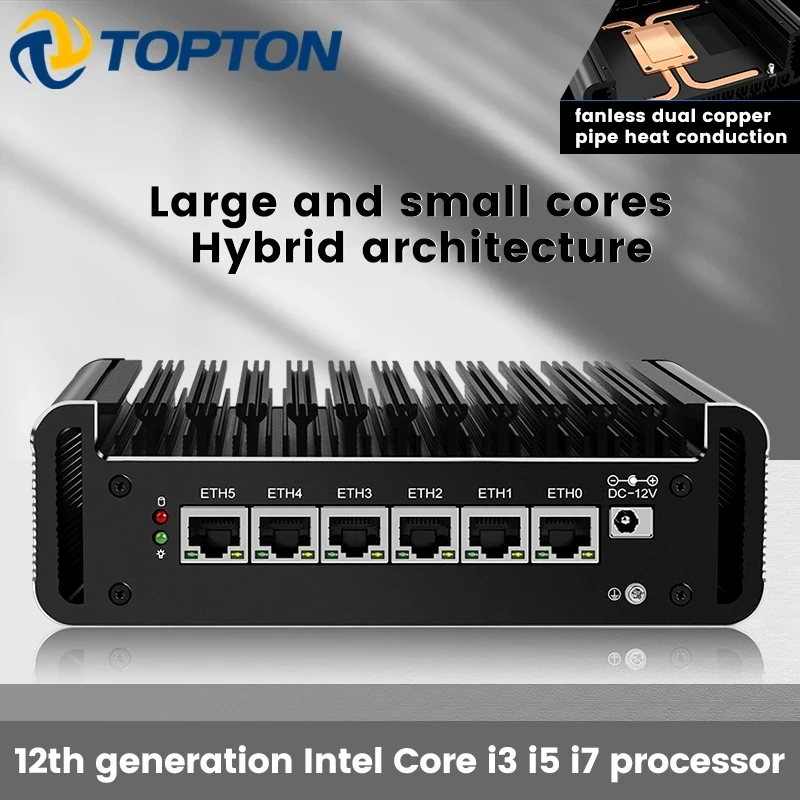 New 12th Gen Intel 2.5G Mini PC i7 1265U i5 1235U i3 1215U 8505 6x i226-V 2*NVMe Fanless Router Firewall Computer Proxmox Host