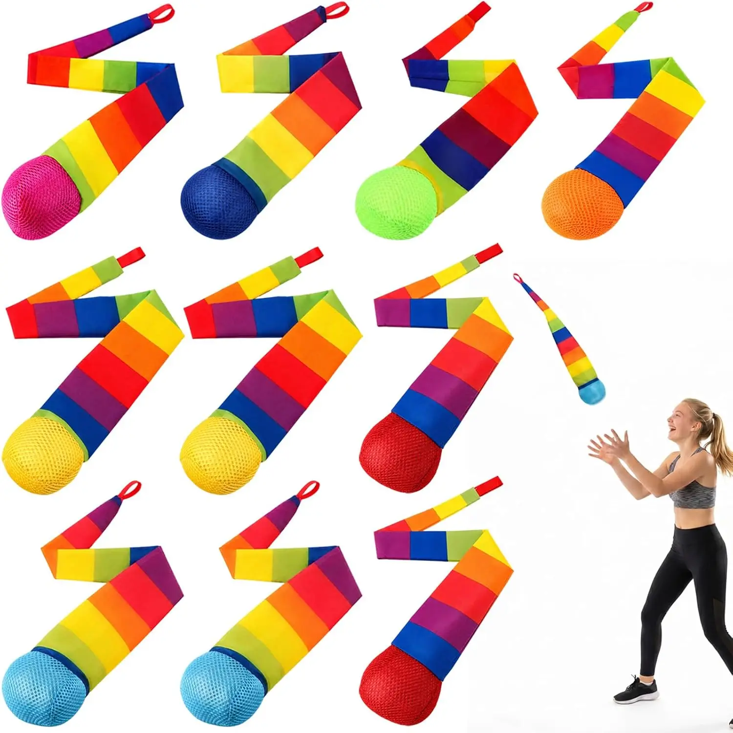 Children's Parent-child Interaction Hand Throwing Ribbon Rainbow Ball Outdoor Toys Sports Meteor Planet Sandbag Sensory Training