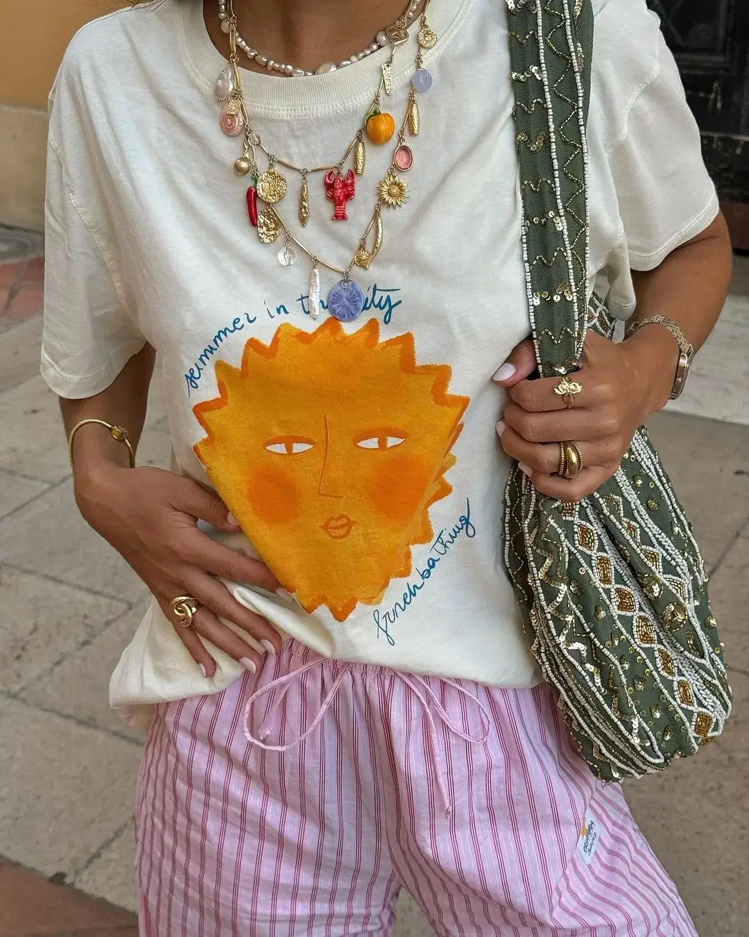 

Street American Cute Sun Graphic T-shirt Casual Gothic Clothing Women Pure Cotton Super Large Y2k Top Simple Couple Tops