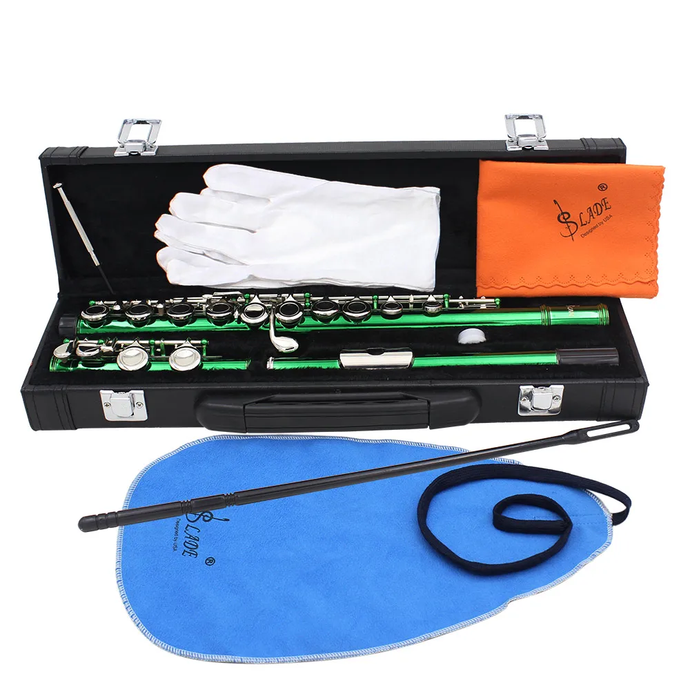 16 ثقوب مغلقة الناي C مفتاح الناي الأخضر الحفل أداء الناي أدوات النفخ الخشبية المهنية فلوت عرضي مع مفتاح E
