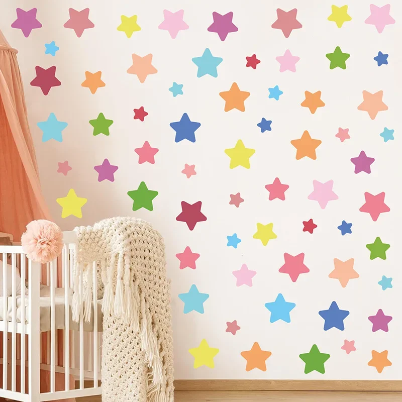 1Pcs Colorful Star Furniture Wall Stickers for Windows Door Kids Room Bedroom Decoration Children's Room Decor Living Room DIY