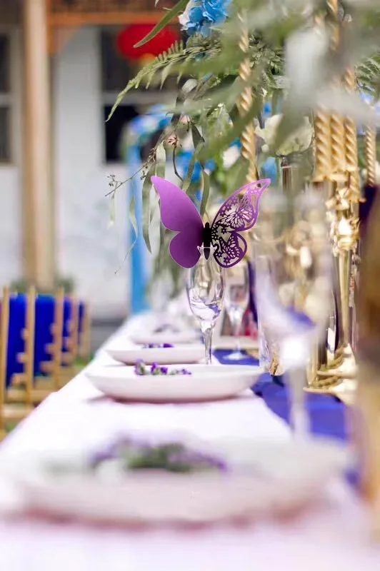 50 Stück Schmetterlings-Sitzkarte für Geburtstagsfeiern, für Hochzeit, Party, Tisch, Weingläser, Getränke, Tassenkarten, Wandaufkleber, Dekorationen – Detail 3