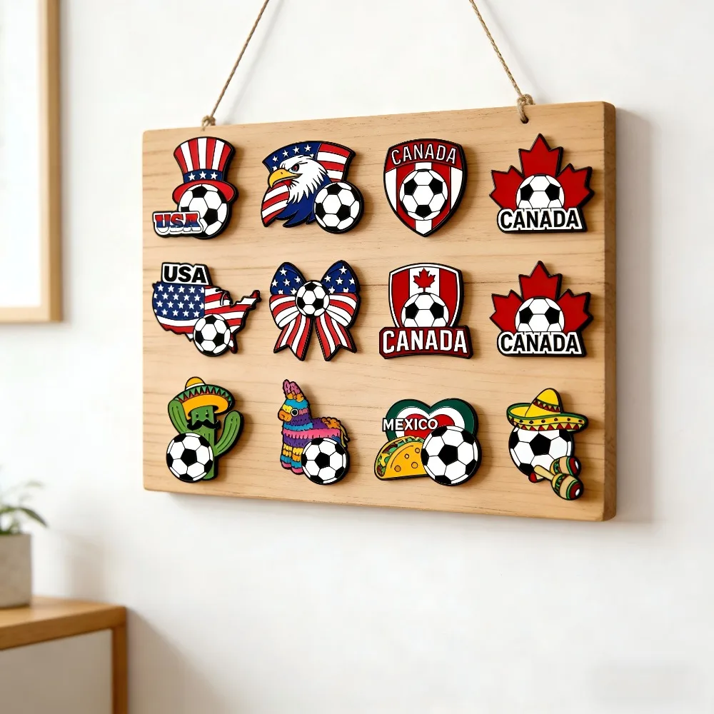 USB Flag Canada Mexico Football Metal Pin Badge Zinc Alloy Enamel Brooch Fan Collection Gift DIY Decoration Materials Backpack