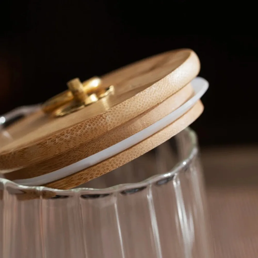 

Transparent Glass Sugar Container Leakproof Wide Mouth Coffee Canister Sealed With Lid and Spoon Grain Storage Canister Food