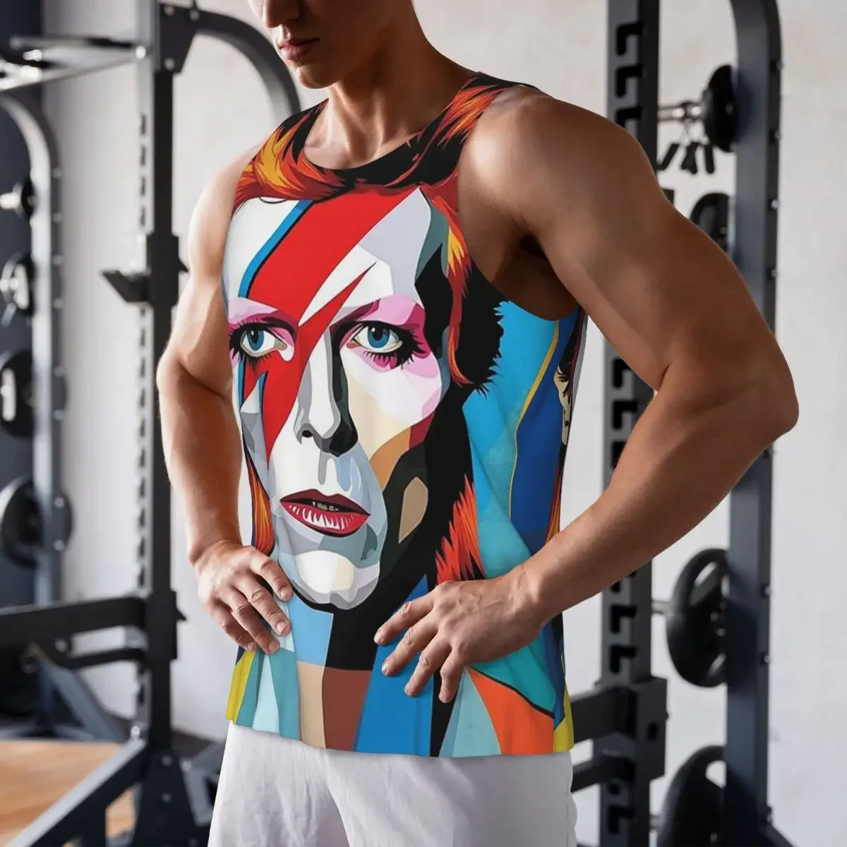 Quick Dry Davids Bowied Gym Tank Muscle Sleeveless Shirt Bodybuilding Breathable Vest