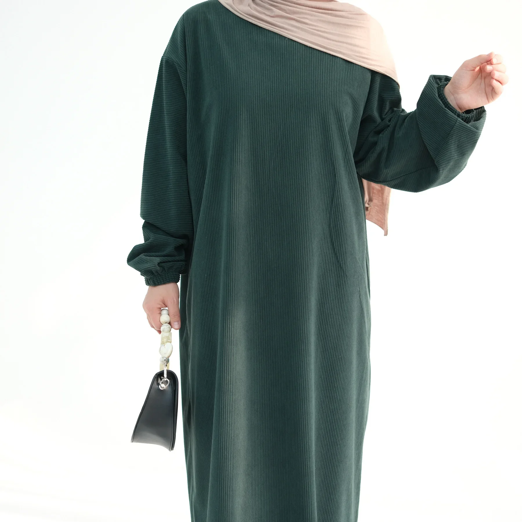 Dubaï Abayas pour femmes Robe musulmane en velours côtelé Eid Djellaba turquie caftan Ramadan Islam vêtements Robe Caftan Marocain Femme Abaya