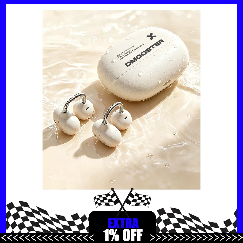 STUMPE D86 Wireless Earbuds Bluetooth 6.0 Open Ear Clip On Headphones ENC Calls 20H with Charging Case for Sports