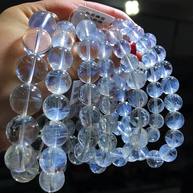 

Natural Feather Needle Rutilated Quartz Pyramid Bracelet Blue Rutilated Clear Round Beads Women Men 7mm 8mm 9mm 10mm 11mm AAAAAA