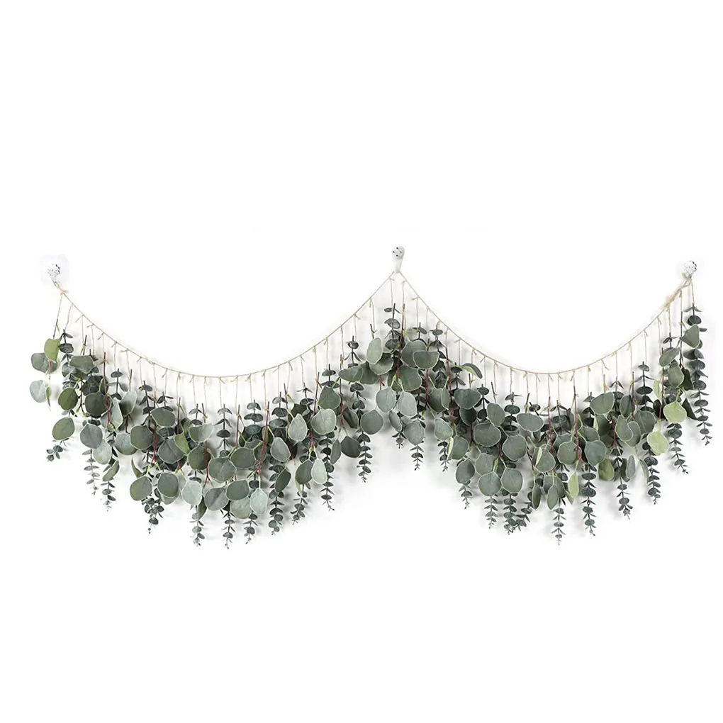 Eucalyptus Bohemian Wall Decoration - Lifelike Hanging Plants Clear Texture Stylish Hemp Rope