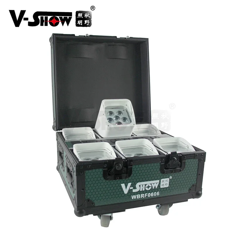 VSHOW WBRF0606 Battery Powered Uplights 6pcs with case Stage Wash Light 6pcs 18w Flat DMX Wireless Battery Powered led Par