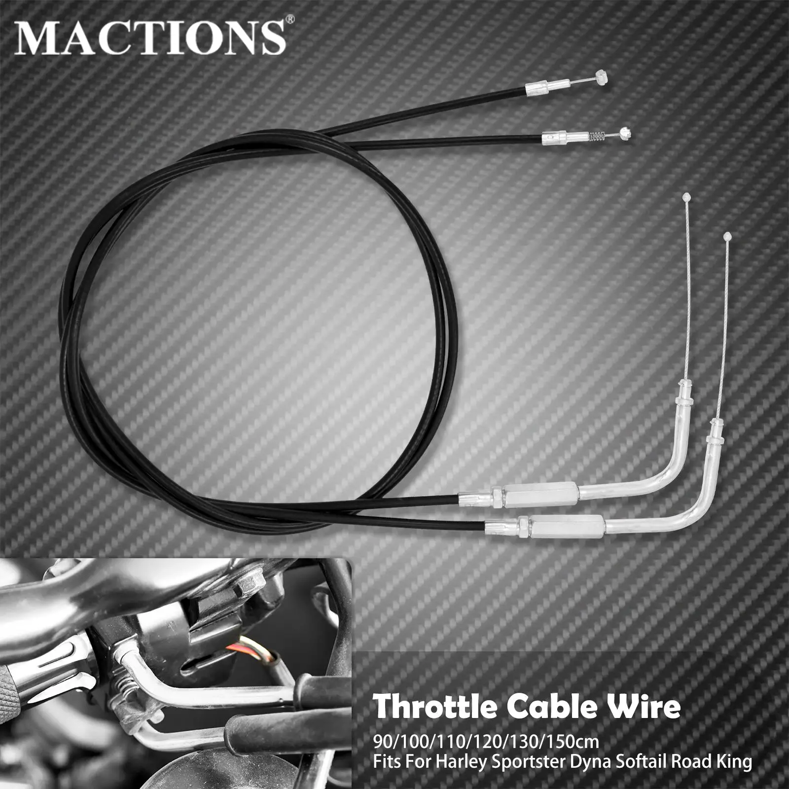 Cable de embrague de acelerador de motocicleta 90 100 110 120 130 150cm cables de acero línea de embrague para Harley Sportster XL Touring Dyna Softail