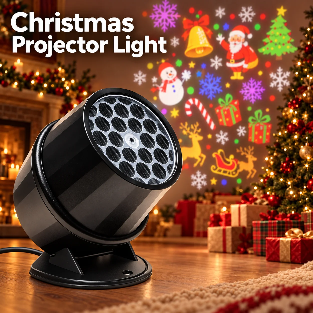 Christmas Projector Light with Colorful Holiday Patterns for Indoor Christmas Decorations & Home PartiesLight Up Your Christmas