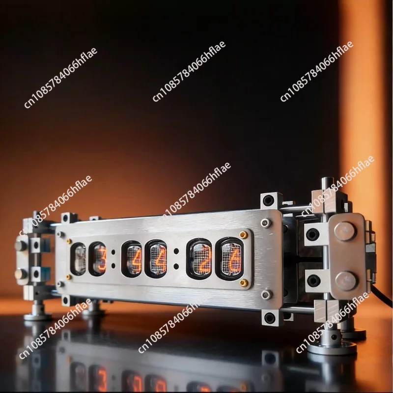 6-Digit IN12 Nixie Tube Clock Retro Stainless Steel Glow Tube Digital Electronic Desk Clock 3