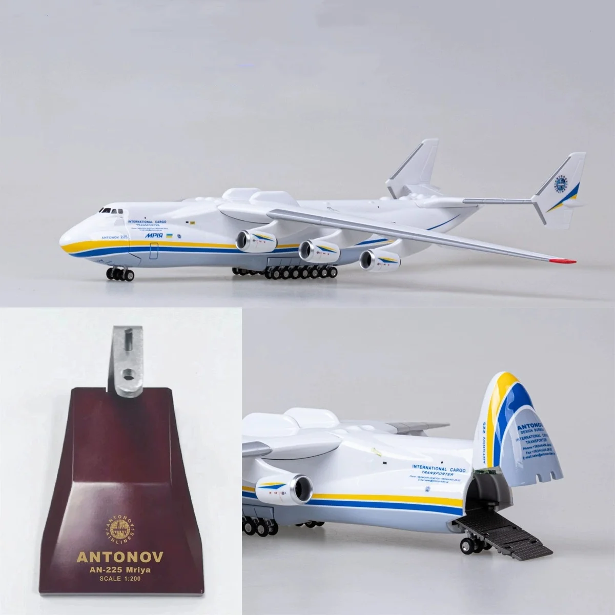 42CM AN225 Model Airplane 1:200 Scale Aircraft Openable Cabin 17-inch Length Resin Model Toy for Gifts and Collections