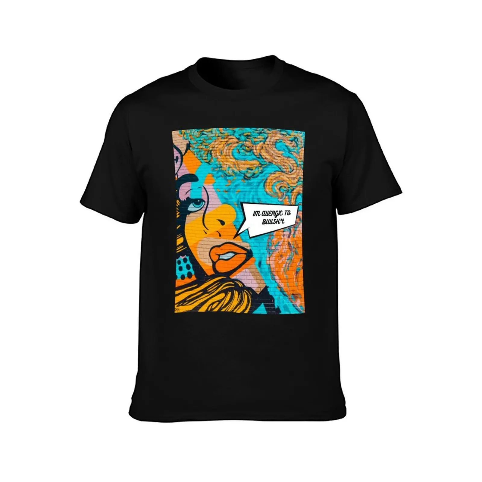 I'm Allergic To BS T-Shirt, Summer Casual Cotton Tee, Oversized Streetwear Tops, Vintage Graphic Print, Loose Fit Short Sleeve