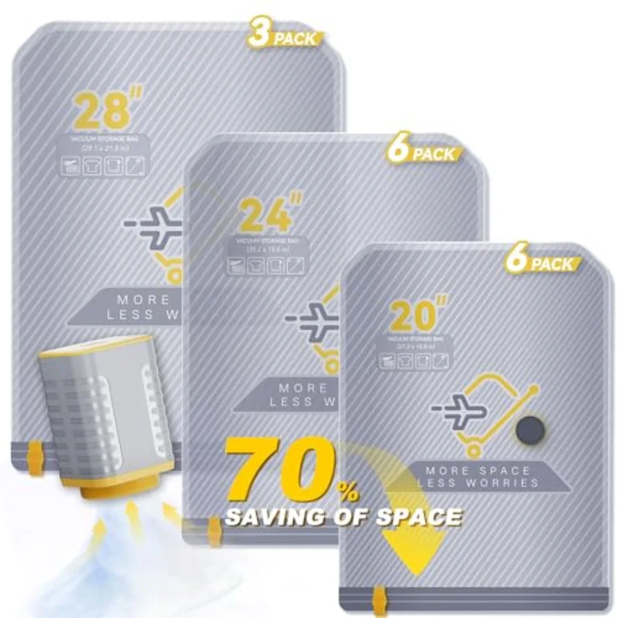 

Vacuum Bags for Travel with Wireless Rechargeable Pump, Carry-on Size Compression Packing Bags for Luggage and Suitcase, Space